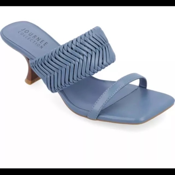 Journee Collection Womens MONYKA Square toe Slip on Casual Heels Shoes Blue SZ 6 - Picture 1 of 4